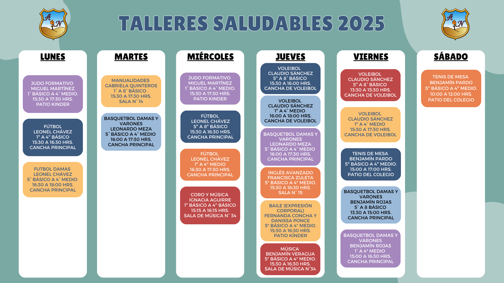 HORARIO TALLERES SALUDABLES 2025